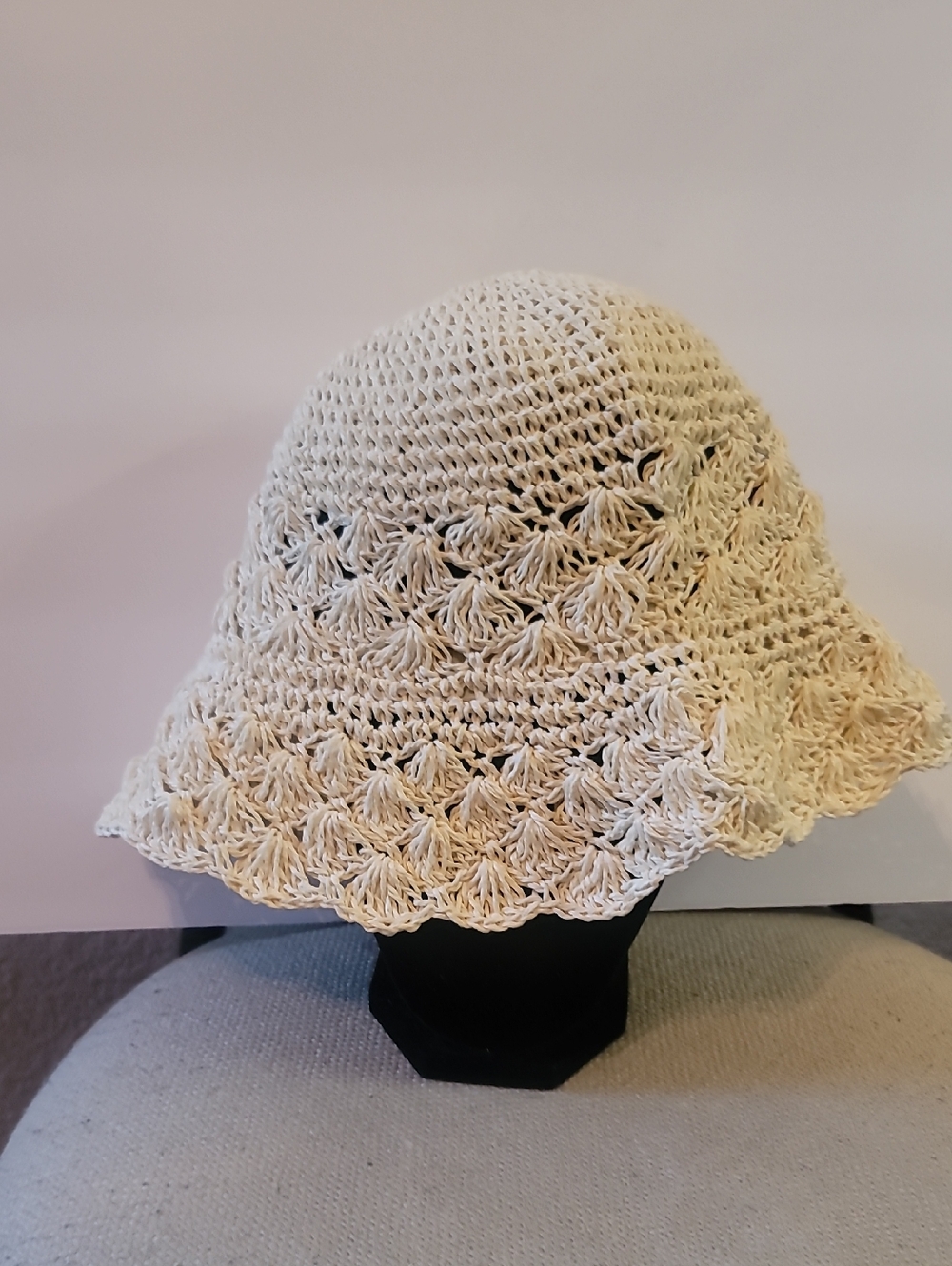 Cream Crochet Beach Bucket Hat - Unbranded